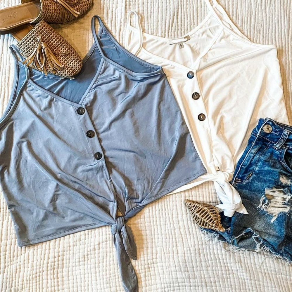 BLUE Women's Tie Front Tank
